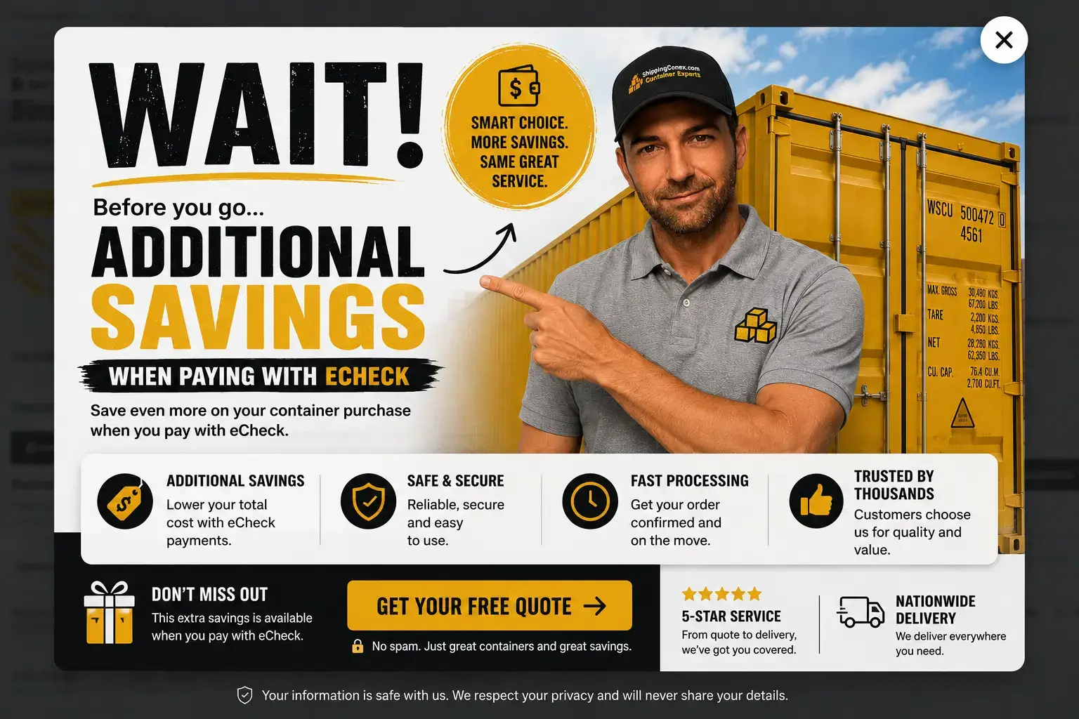 Big savings on shipping containers!