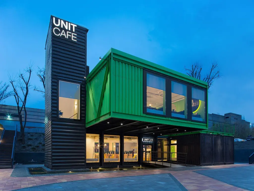 Unit Cafe Built Using Shipping Containers
